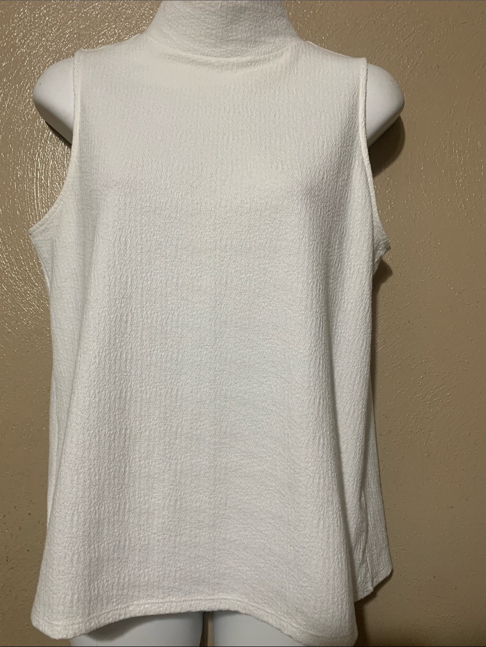 LOFT size S White Mock Neck Sleeveless Tank Multicolor Back Buttons